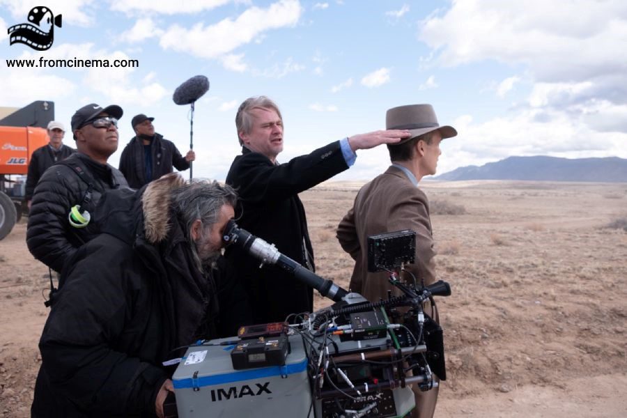 کیلین مورفی و کریستوفر نولان در پشت‌صحنه فیلم اوپنهایمر